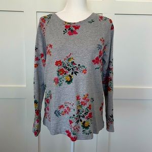 LOFT Gray Floral Sweater